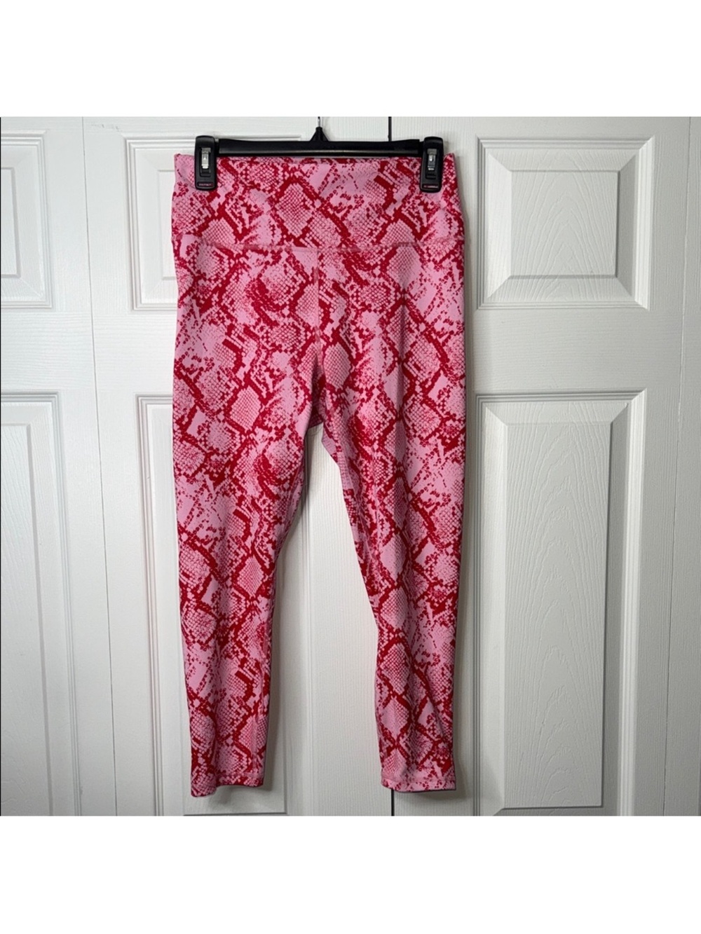 Fabletics Pink & Red Snake-Print Leggings